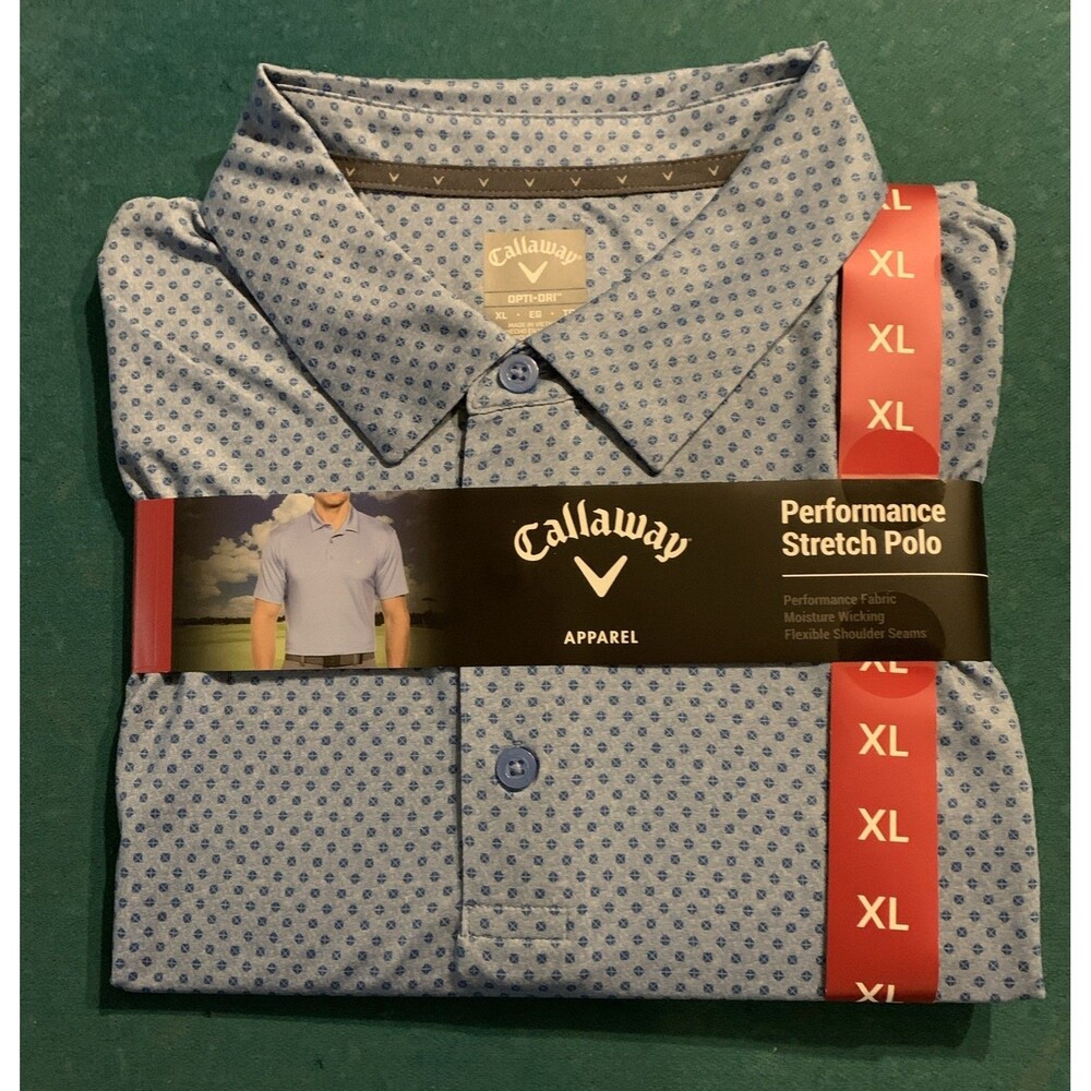 NWT Callaway Moisture Wicking Performance Short Sleeve Golf Polo Lt Blue Size XL